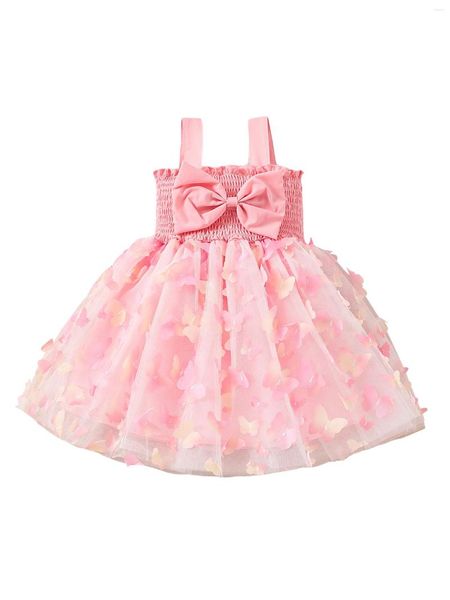 Abiti da ragazza Neonate Abito in chiffon a farfalla Estate Casual increspato Tulle a rete Principessa A-line per abbigliamento da spiaggia nato