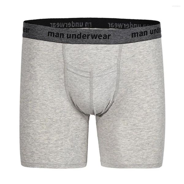 Mutande da uomo Gamba lunga Intimo sportivo Boxer in cotone a vita media Pantaloncini Custodia morbida Rigonfiamento Mutandine traspiranti Lingerie solida