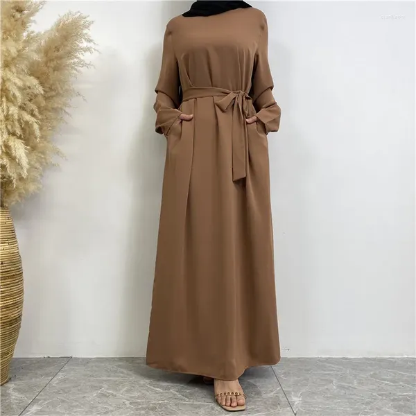 Этническая одежда Рамадан 2023 Формальные длинные платья 13 цветов Простая простая мусульманская женщина Нида Абая Ид