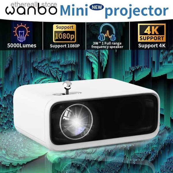 Proiettori Wanbo Mini Nuovo supporto per proiettore 4K Full HD 1080P 5000 lumen Protable Smart Video Proiettore a fascio LED per campeggio home theater Q231128