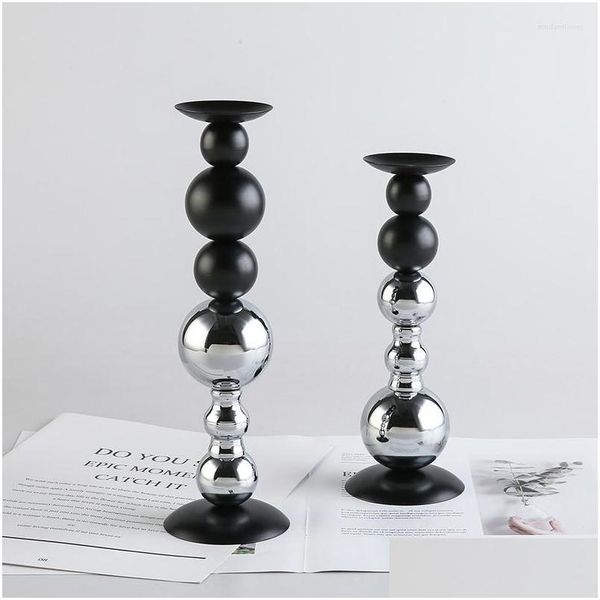 Kerzenhalter Schlafzimmer Nordischer Stil Stand Glas Schwarz Wohnzimmer Stick Luxus Geometrische Kronleuchter Bougeoir Dekor Drop Lieferung nach Hause Otj5W