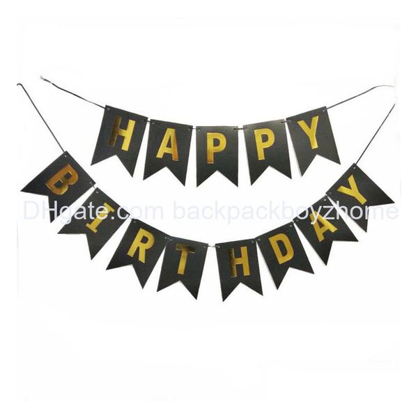 Banner Flags 15 colori Happy Birthday Paper Hanging Set Home Decor Baby Shower Bomboniere Festa di Natale Dhs Drop Delivery Garden Festi Dhn7D