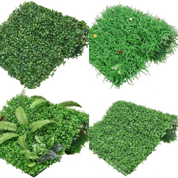 Flores decorativas grinaldas imitação de planta parede de parede de gramado de milão verde cenário de fundo de porta de decoração de porta de decoração de plástico de grama falsa