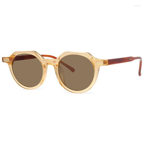 Occhiali da sole Fashion Vintage Hard Spliced Montatura in acetato UV400 Lente polarizzata TAC Poligono irregolare Design Donna Uomo Alta qualità