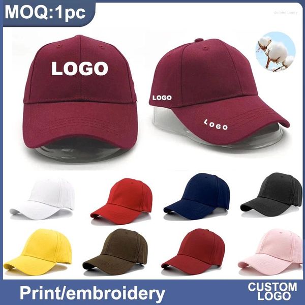 Bola bonés homens mulheres chapéu cor sólida ajustável beisebol com bordado personalizado impressão logotipo algodão sol snapback boné casquette homme