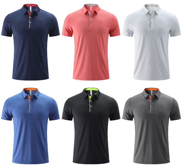 LL-SY313 Yoga Kıyafeti Unisex Polo Tişörtleri Spor Giyimi Egzersiz Fitness Giyimi Sportwear Antrenör Gömlekleri Turn-down yaka Üstler Kısa Kollu Elastik Nefes Alabilir