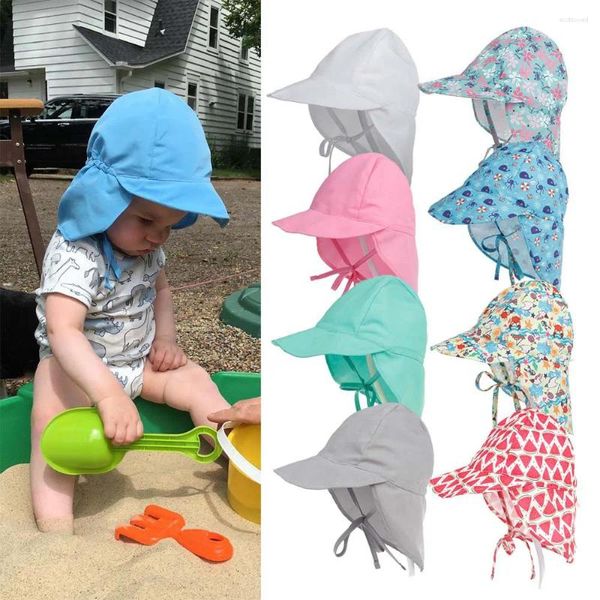 Береты, детская шляпа от солнца, летняя пляжная шляпа с широкими полями, защита от ультрафиолета, для мальчиков и девочек, уличная шапка с козырьком и регулируемой шейной веревкой
