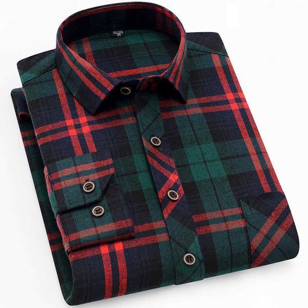 Camicie eleganti da uomo 2022 Autunno Nuovi uomini casuali Camicia a quadri in flanella Marca Maschile Business Office Rosso Nero a quadri Camicie a maniche lunghe Vestiti P230427