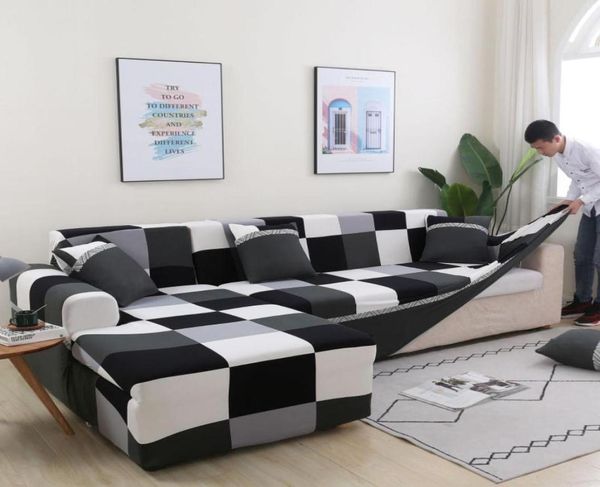 Stuhlhussen Geometrische elastische Sofabezug für Wohnzimmer Moderne Schnittecke Schonbezug Couchschutz Weihnachtsdekor4163070