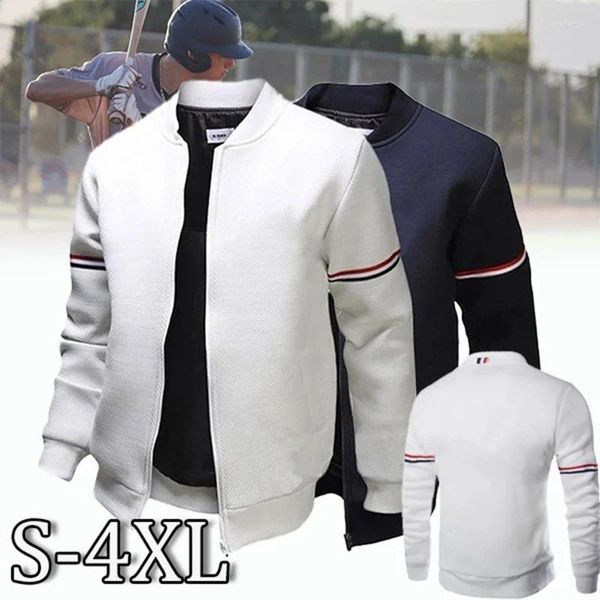 Jaquetas masculinas homens casual jaqueta sólida manga longa fino ajuste esporte ao ar livre tops casacos preto branco y2k streetwear casaco para masculino outono inverno