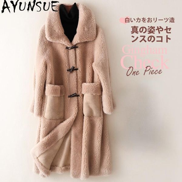 Fur Ayunsue Winter Fur Coat feminino 2021 Long Sheep Shearling Jackets Women Woman Wool Casual Casual Style corean Jaqueta feminina gxy177