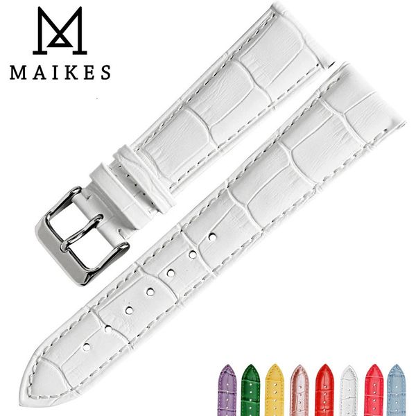 Uhrenarmbänder MAIKES Mode weißes Rindsleder Uhrenarmbänder 12mm 14mm 16mm 18mm 19mm 20mm 22mm Uhrenarmband Zubehör für Uhrenarmband 231128