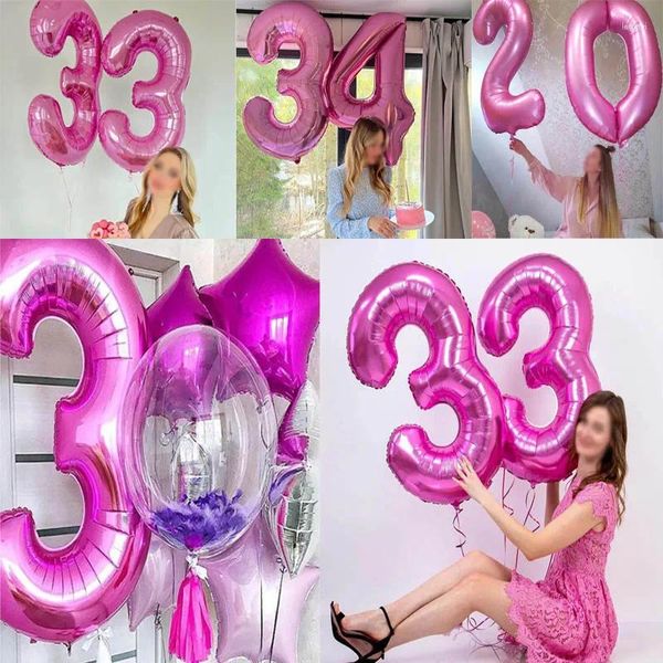 Decorazione del partito 1 pz 32 pollici Rosa Blu Baby Shower Cifre 1 2 3 Palloncini a elio 0-9 ° Compleanno Decorazioni Matrimonio Felice Anno Forniture