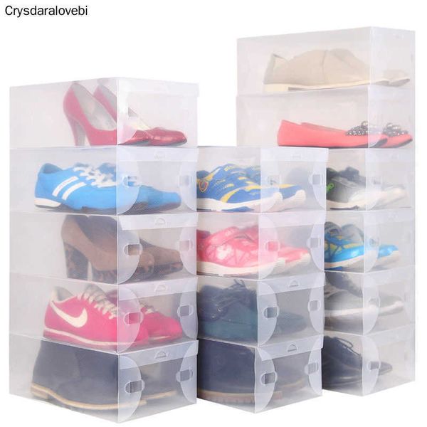 Es bacs de rangement en plastique transparent, boîte de Type tiroir pliable pour enfants femmes hommes organisateur de chaussures W0428