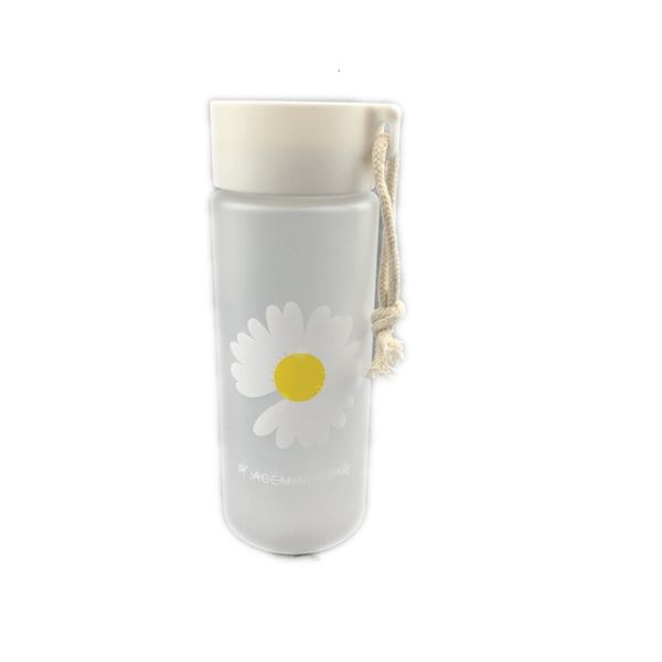 Bottiglie d'acqua Bocca grande glassata Piccola margherita Corda di canapa portatile Tazza d'acqua in plastica Summer Fashion Girl Handy Water Bottle Cute Water Bottle 230428