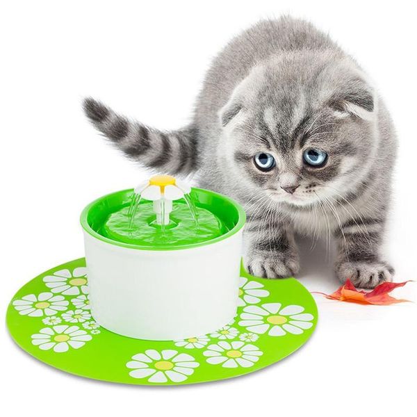 Alimentação automática moda 1,6l estilo flor cachorro gato gatinho fonte de água potável para animais de estimação tigela prato de bebida filtro laranja/azul/verde