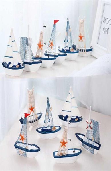 Marine Nautical Creative Barca a vela Modalità Room Decor Figurine Miniature Nave in stile mediterraneo Ornamenti per piccole barche 2201113953642