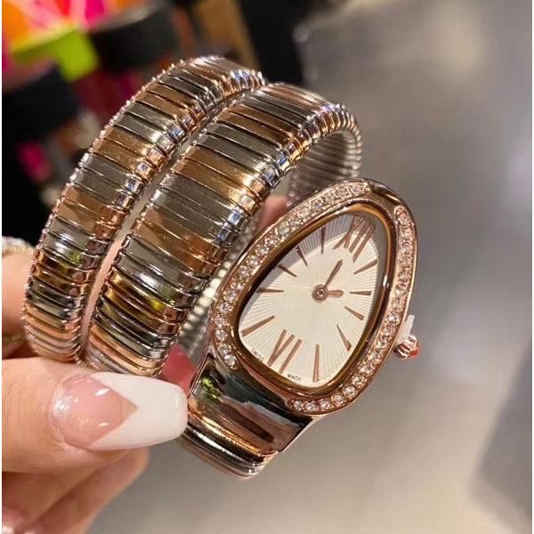 Orologio da donna da donna, orologio di lusso da donna, orologio di design con diamanti al quarzo, orologio da donna con diamanti, orologio da polso completo di tipo serpentino in acciaio inossidabile