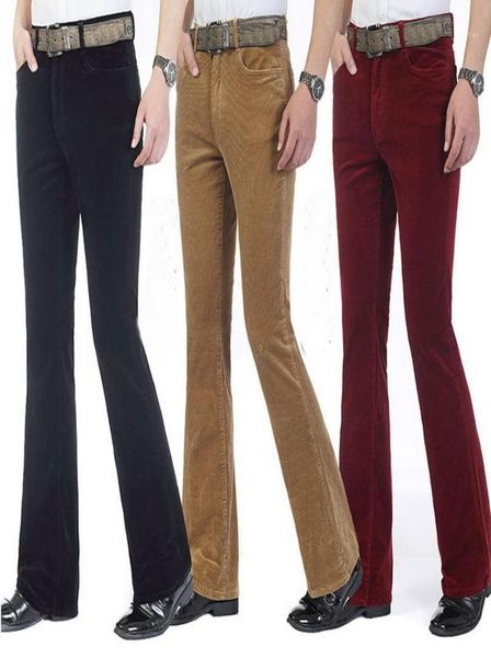 Men039s Pantaloni Uomo39s Svasato Vintage Skinny Uomo Casual Velluto a coste Pantaloni a zampa d'elefante Maschio BellBottom Taglia 2640Men039s Men039643410