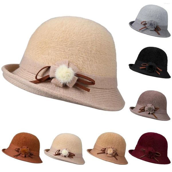 Ampla borda chapéus feminino outono e inverno cúpula casual pescador pote chapéu pequeno bowler borboleta jardim senhoras