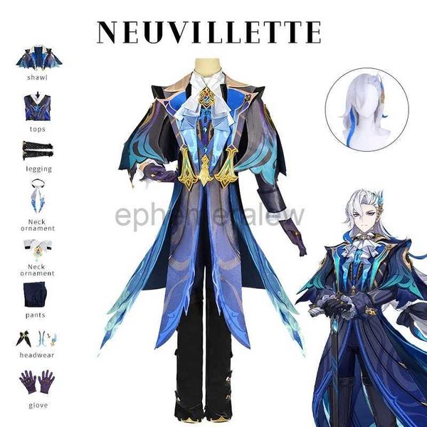 Fantasia de anime impacto neuvillette cosplay traje adulto carnaval uniforme peruca anime trajes de festa de halloween masquerade feminino jogo zln231128