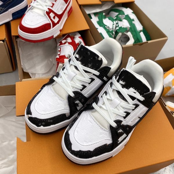 Дизайнерская новая обувь Emed Flower Trainer Sneaker White Black Blue Green Denim Red Cald Casual кроссовки с низкой платформой мальчики девочки малышки малыши