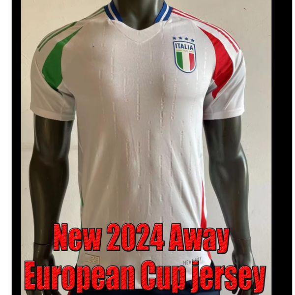 Neues Italien-Trikot 2024, Italien-Europameisterschaft, weißes Auswärtstrikot, Raspadori Verratti Barrera Donnarumma-Trikot, Totti Politano Miretti-Fußballtrikot, Spielerversion