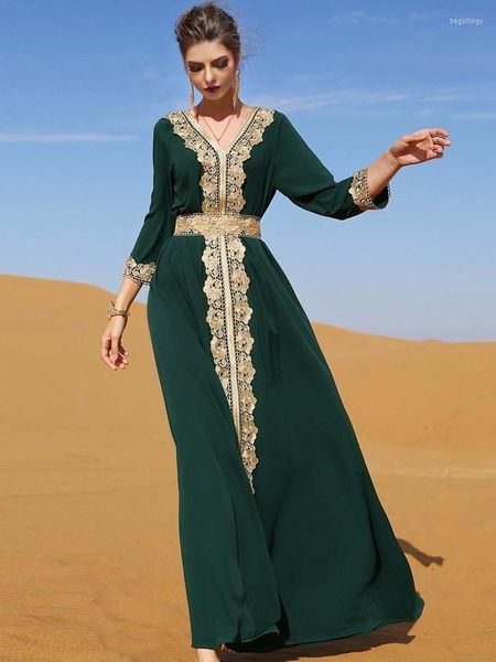 Abbigliamento etnico Abaya Abito lungo musulmano Donna con ricamo Islam Robes 2023 Moda Elegante Chic Jalabiya Party Kaftan Vestidso