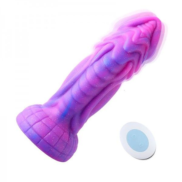 Dildos/Dongs Hismith 8 '' 3 Hızlı Titreşimli Dildo 4 Mod Seks Makineleri için Hafif Kavisli Silikon Dong 231128