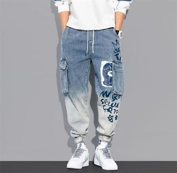Streetwear hip hop calças de carga men039s jeans casual elástico harun joggers no outono e primavera roupas masculinas 2203288825876