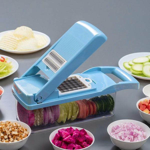 Процессоры высококачественная овощная вертолетка Slicer Dicer Veggie Cutter Manion Checper Ручное ручное фрукты для мандолиновой фрукты для чесночной капустной моркови