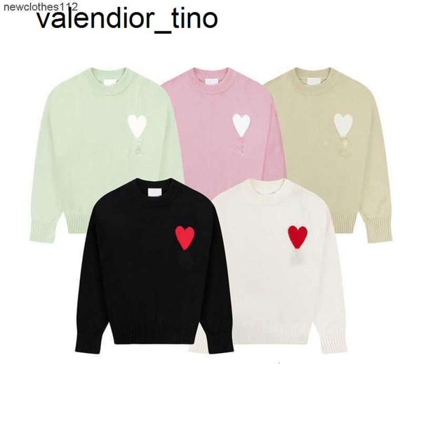Новый 23ss Дизайнерские мужские парижские свитера Дизайнер Amis Coeur Love Жаккардовый свитер с круглым вырезом Модный бренд Уличная одежда Мужчины Женщины свитер