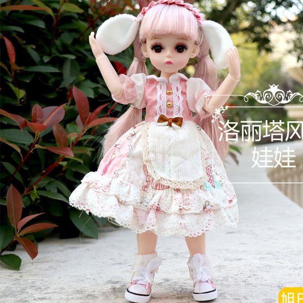 Dolls 30CM Bjd Lolita Dress 15 Giunti mobili con tuta scolastica Make up Regali fai da te per ragazza Animal BJD Toy 230427