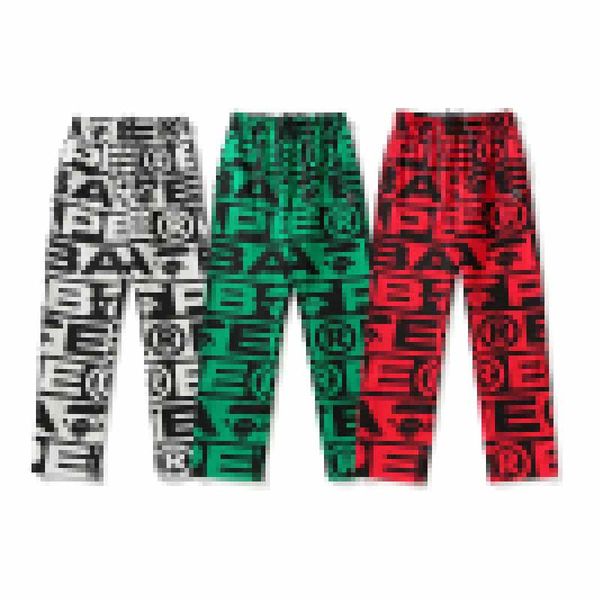 Pantaloni da uomo Bathing Ape Nuovo autunno e inverno Pantaloni sanitari stampati con lettera stampata completa per pantaloni larghi casual da uomo e da donna