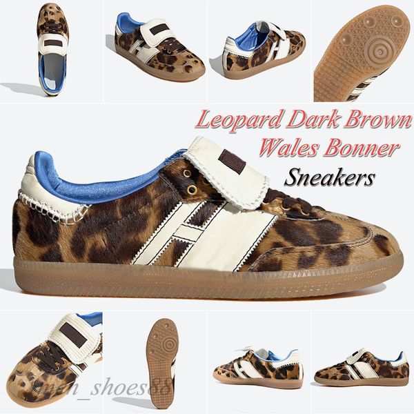 2024 tênis de baixa plataforma sapatos og vegano preto veludo no país de Gales Bonner Leopard Dark Brown Brown Core Men.