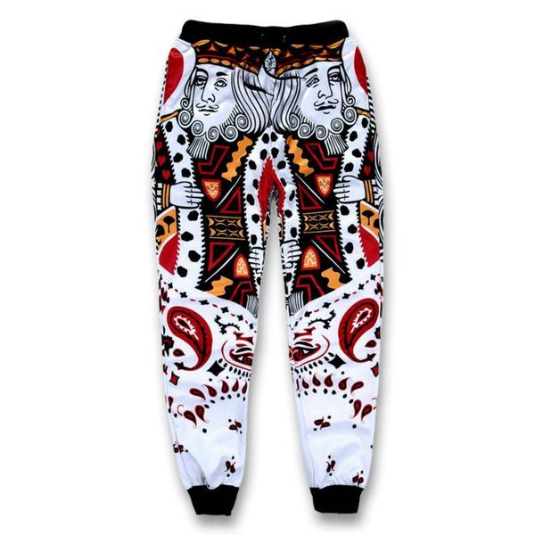 Pantolon komik 3d erkek jogger pantolon oyun kartları k king q kraliçe poker yüz bandana paisley eşofmanları hip hop rahat uzun pantolon