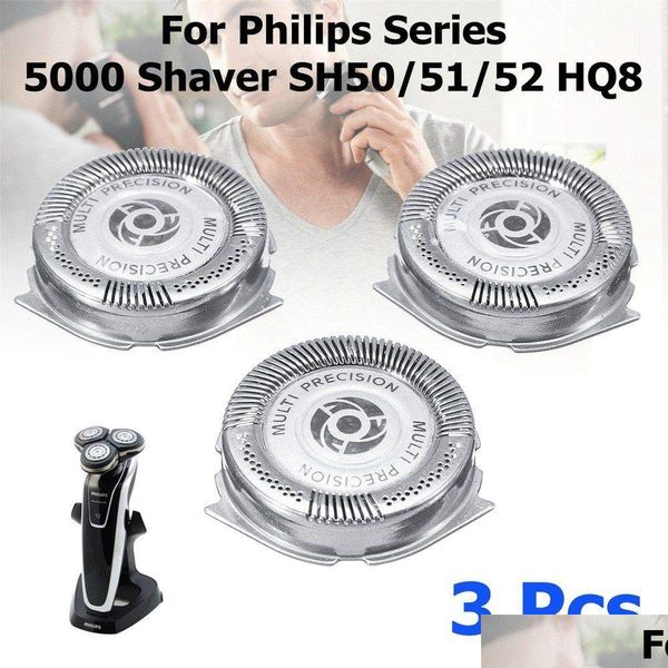 Lâminas de barbear 3pcs Shaver Razor Head Substituição Dicas de cortador para Philips Series 5000 Sh50 / 51/52 HQ8 W9592 Drop Delivery Health Beauty DHCJR