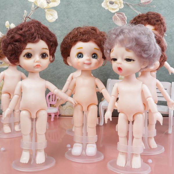 Dolls Nude Body BOY Cute Face BJD Doll 13 Joint 16cm Blue Yellow Eyes Little Boys Make Up Toy Kids Gift 230427