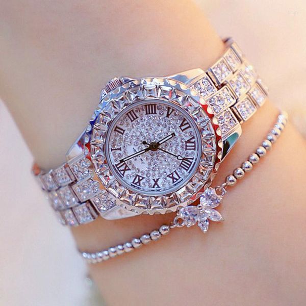 Нарученные часы BS Bee Sirew Women Watch Luxury Crystal Fashion Fashion Ladies Diamond Gold Gifts для Saati