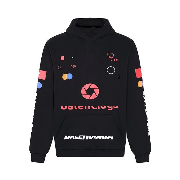 Top League Hoodie Oversized Preto Mens Mulheres Suéter Médio Unissex Bolso Canguru na Frente Efeito Desgastado Alta Qualidade Solto Com Capuz Jumper Tops Roupas