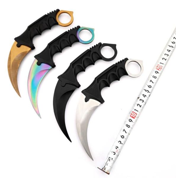 Нож Karambit с фиксированным лезвием, лезвие из нержавеющей стали, осколочный охотничий нож, CS игры, тренировочные ножи для самообороны с ножнами из АБС-пластика