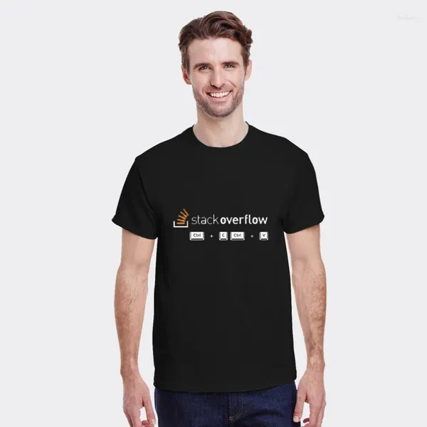 Homens Camisetas CTRL C V T-shirt Programador Personalidade Frontend Backend Desenvolvedor Sênior Habilidades Stackoverflow Geek Coder Tops Loose Tee