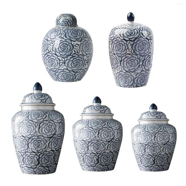 Bottiglie di stoccaggio Vaso per fiori in ceramica Vaso per composizione floreale smaltato dipinto a mano classico da tavolo
