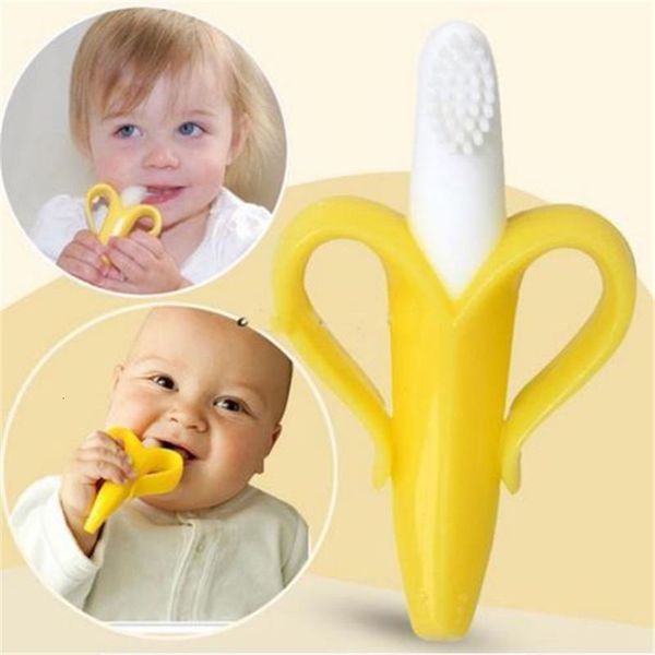 Bebê dentes Toys Treinamento de silicone de dentes de dentes BPA Banana grátis Shape Safe Toddle Teethe Chew Anel de dentição Presente Infantil mastigando 230427