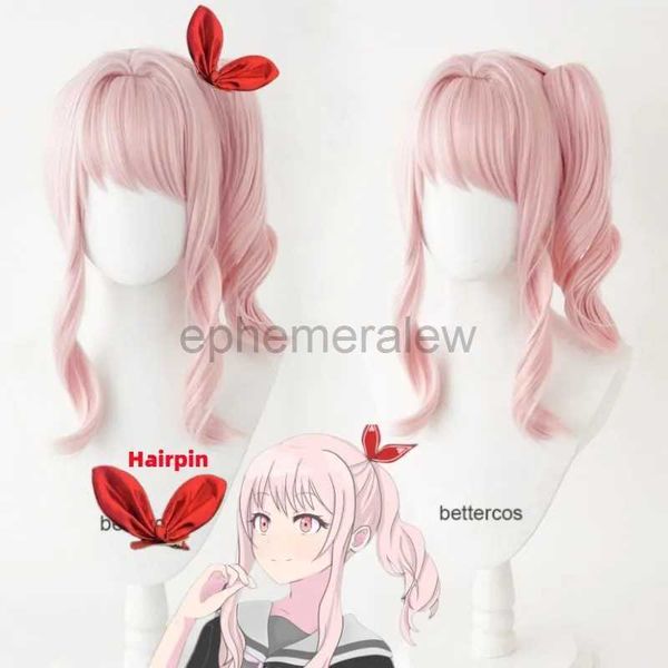 Costumi Anime Akiyama Mizuki Rosa 40 cm Parrucca Cosplay Progetto SEKAI COLORFUL STAGE!Parrucche per capelli sintetici ricci resistenti al calore + cappuccio per parrucca zln231128