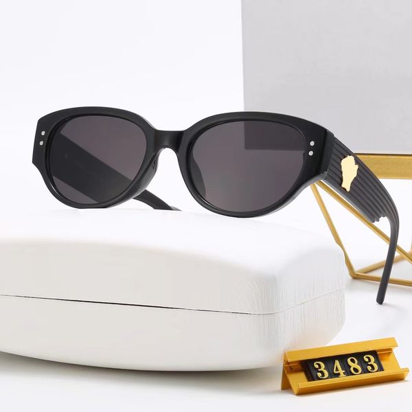 Designer klassische Luxus -Küstengläser elliptisch verpackt Seiten Metallpaare Sonnenbrille Verbundmetall Sonnenbrille Gold Sonnenbrille Katie Frame Gläser