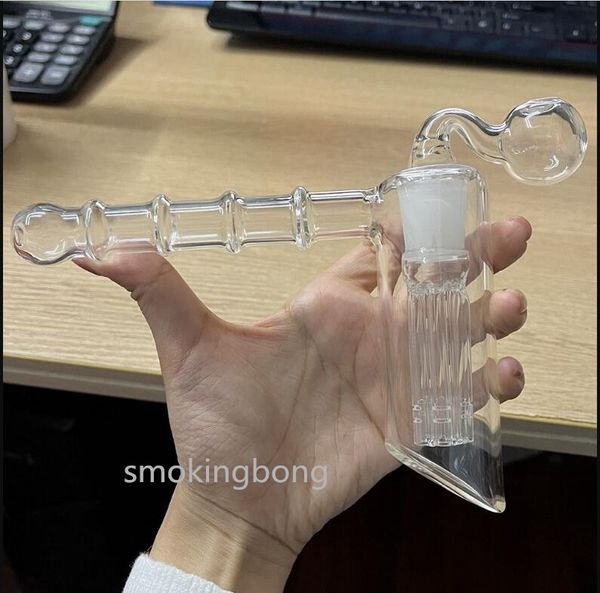 Tubos de água de vidro de 18 mm Arm de forma de martelo Perc Percolator Bubbler Dab Smoke Pipe