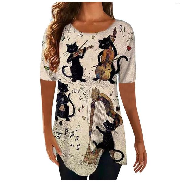 Женские блузки 2023 серии с коротким рукавом 3D Digital Animal Print Women Top Top