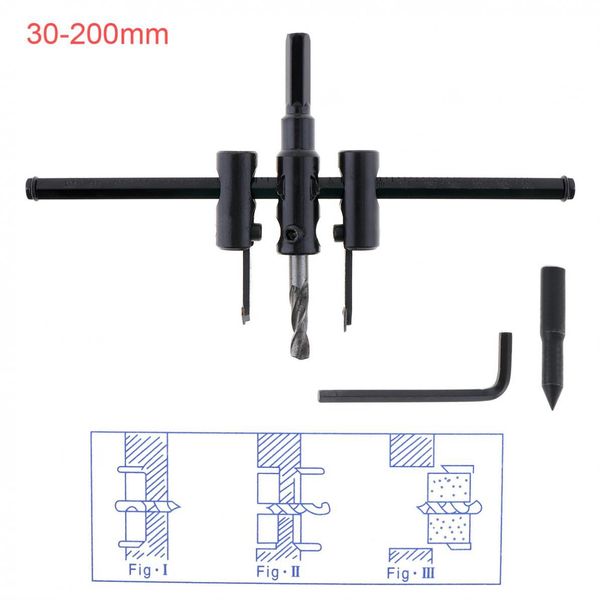 Gereedschap TORO 30120/200mm Cerchio regolabile Sega a tazza Tipo di aeromobile Foro tondo Punta da trapano Apri legno Taglierina Utensile da taglio per la lavorazione del legno fai da te