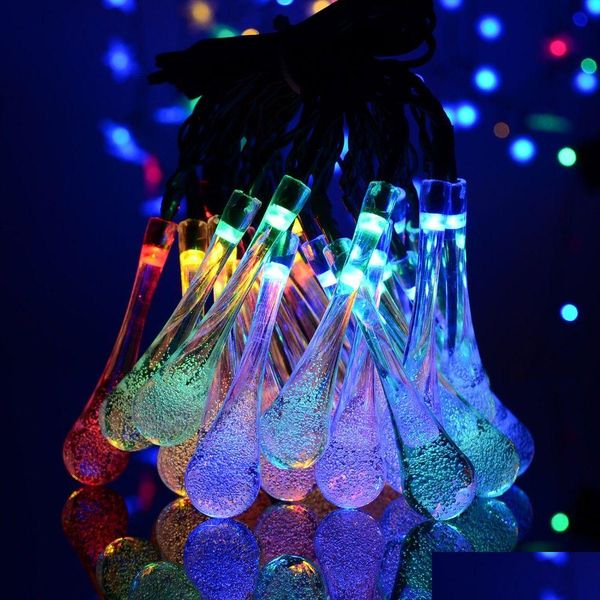 Decorações de Natal 21FT 30LEDs Bola de Cristal Gota de Água Solar Powered String Light Globo Luzes de Fada 8 Efeito de Trabalho para Outdoor Dhe84